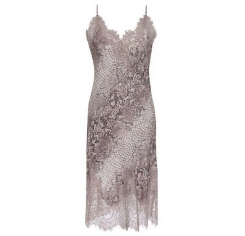Gold Hawk Python Coco Print Silk Slip Dress Washable Silk Blush XS MSRP: $270